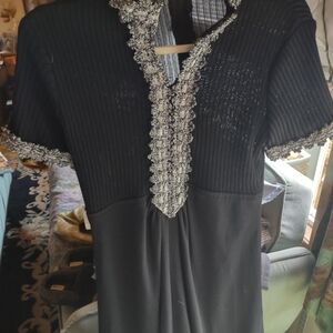 Elegant Black Dress with Silver Accents